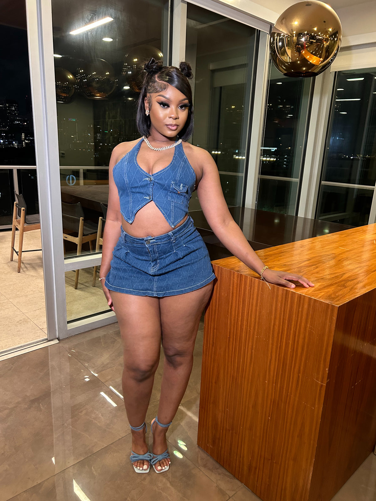 Keisha B. Denim Skort Set